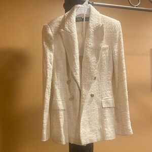 Zara Women's Ivory Double-Breasted Blazer